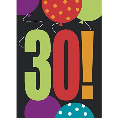 Image of Unique Party 45893 30th Birthday Cheer Invitations, Pack of 8