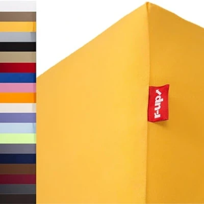 Image of r up Fits fitted sheet 180 x 200 220 to 35 cm height, many colours, 100% cotton, 130 g/m², Oeko Tex, stress , also for box spring beds (sun yellow)