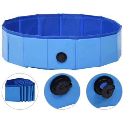 Image of vidaXL Foldable Dog Swimming Pool Blue 80x20 cm PVC