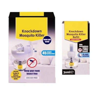 Image of Knockdown Mosquito Killer Plug in 30ml Refills Insect Keep Your Room Free Lasts for up to 45 Nights Home And Travel(Plug +30ml Refill)