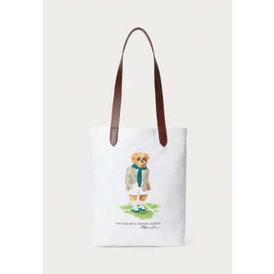 Image of Polo Ralph Lauren BEAR Tote Medium Unisex bag, Size: One Size, Ceramic white