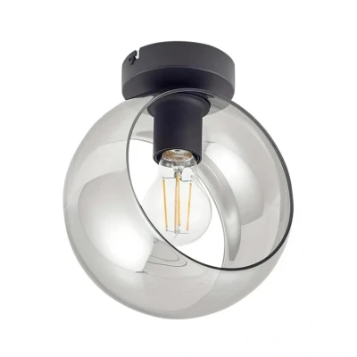 Image of Lindby Roton ceiling light, grey/black, glass, Ø 20 cm