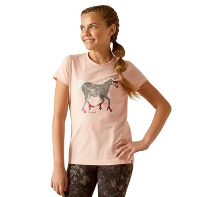 Image of ARIAT Junior Roller Pony Short Sleeve T Shirt Blushing Rose