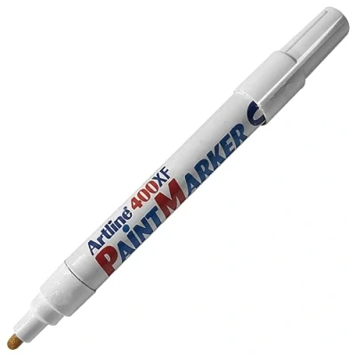 Image of artline 400XF23 Paint Markers, WHITE, Bullet Acrylic Tip (2.3mm), Pack of 1, Waterproof Ink, UV Resistant, Indelible Marking, Writes Most Surfaces