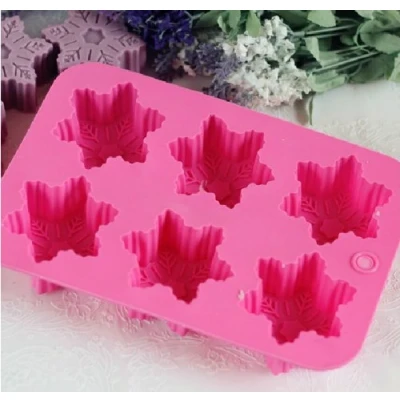 Image of Allforhome 6 Cavity Snowflake Silicone Baking Cake &amp; Ice Chocolate Mold Handmade Soap Moulds