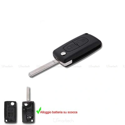 Image of Lage A19 Car Replacement Key Shell with flip folding Uncut Blade 2 Buttons Remote Case Compatible Citroen C2 C3 Berlingo