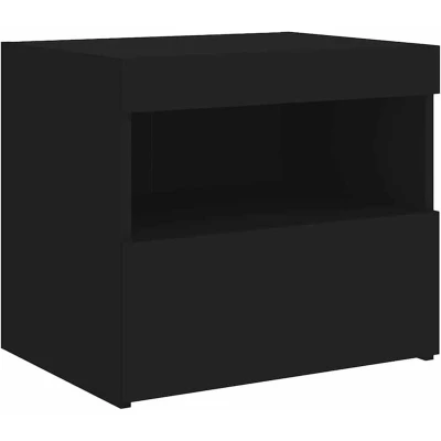 Image of vidaXL Bedside Cabinet with LED Lights Black 50x40x45 cm