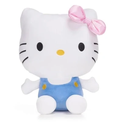 Image of Hello Kitty Soft Toy 10inch Pink Metallic Bow Blue Plush