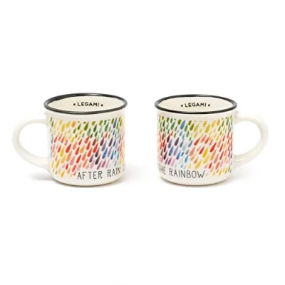 Image of Legami Espresso for Two, 2 New Bone China Porcelain Coffee Cups, Capacity 50 ml, After Rain, Dishwasher Safe, Microwave Safe