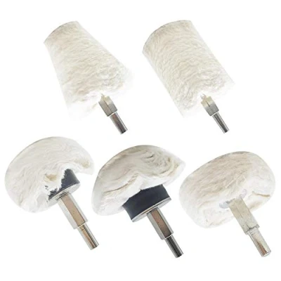 Image of Lifreer Polishing Pads for Drill, 5 Pcs Wheels Buffing Drill Cotton Pad Mop Kit Tool Car, Metal, Stainless Steel, Jewelry, etc Cone/Column/Mushroom