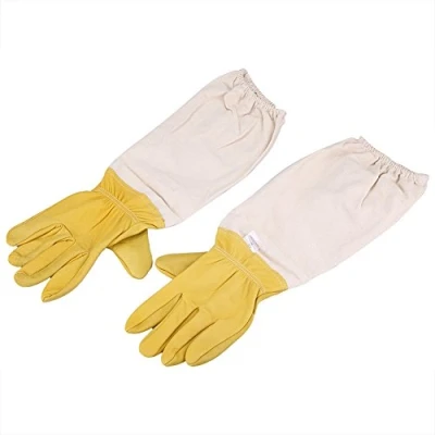 Image of Zerodis Beekeeping Gloves Beekeeper Protective Equipment Elastic Goat skin and Canvas Gauntlet with Vented Long Sleeves Suitable for Beginner Commercial Beekeepers(XXL)