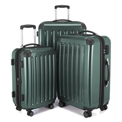 Image of HAUPTSTADTKOFFER Alex Set of 3 Hard side Luggages Trolley Suitces Expandable, (S, M &amp; L), dark green