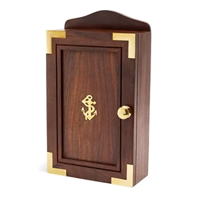 Image of NKlaus 11713 Key Cabinet Wood and Brass Gold 29 x 17 7 cm