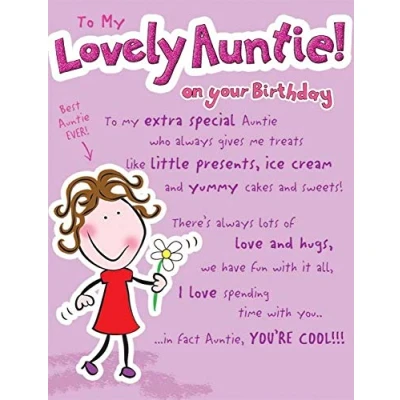 Image of Piccadilly Greetings Humour Birthday Card Auntie 8 x 6 inches