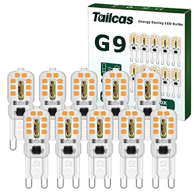 Image of Tailcas G9 Led Light Bulbs 3W, (Equivalent 30W Halogen Bulb) Mini Lamp Warm White 360 Degree 300LM 3000K AC/DC 220 240V for Lighting Decor, Chandelier Home (10 Packs)