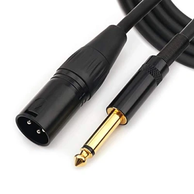 Image of NANYI 6.35mm (1/4 Inch) TS Male to XLR Interconnect audio microphone Cable, Black/alloy, Suitable for microphones, active speakers, stage, DJ, studio console, (5 Meters /16 Feet)
