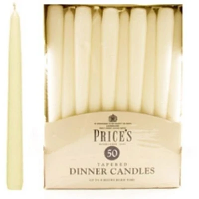 Image of Prices Candles Unwrapped Tapered Dinner Candle, Pack of 50, Red (Ivory)