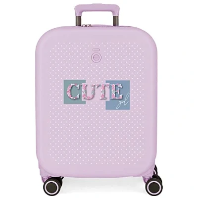 Image of Enso Cute girl Purple cabin suitcase 40x55x20 cm Rigid ABS Integrated TSA lock 37L 3.22 kgs 4 double wheels Hand Luggage