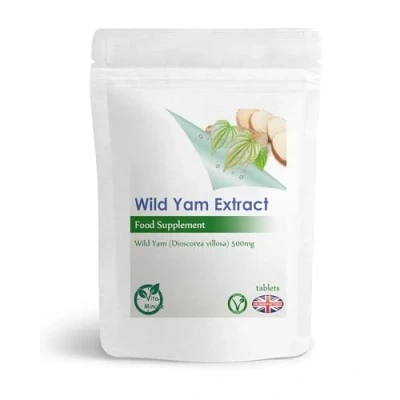Image of Wild Yam 500mg Tablets (Vegan) Menopause Support, Estrogens Properties, 16% Diosgenin (Pack of 60)