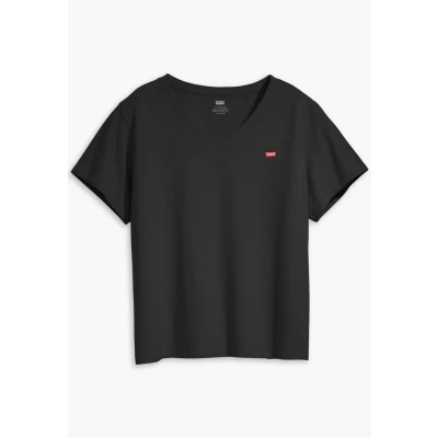 Image of Levi&#039;s Plus Perfect Vneck TEE Print Tshirt, Women&#039;s, Size: 18/20, Caviar