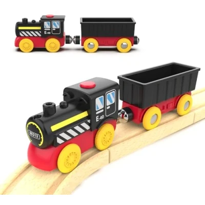 Image of beylon Battery Operated Locomotive Train, Magnetic Train Toy for Wooden Tracks, Motorized Compatible with Thomas, Brio, Chuggington, Melissa &amp; Doug