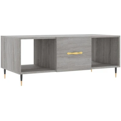Image of vidaXL Coffee Table with Storage, Grey Sonoma Engineered Wood, Scandinavian Style, Living Room Couch Drawer and Compartments, Easy Assembly