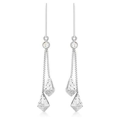 Image of Carissima Gold Women&#039;s 9ct White Cubic Zirconia and Diamond Cut Chain Drop Earrings