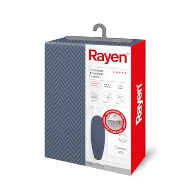 Image of Rayan XXL ironing board Cover 4 layers: foam, fleece Titanium Coated Premium Range 150x55 cm (Max. board: 146 x 48 cm) Dark blue chevron