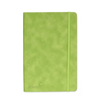 Image of Silvine A5 Executive Soft Feel Notebook Green. 160 Pages (80 Sheets) Ruled 7mm feint. Ref 197G (148 x 212mm)