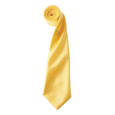 Image of Premier Mens Plain Satin Tie (Narrow Blade) (Sunflower) Yellow One Size