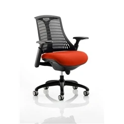 Image of Flex Task Operator Chair Black Frame Back Bespoke Colour Seat Tabasco Orange