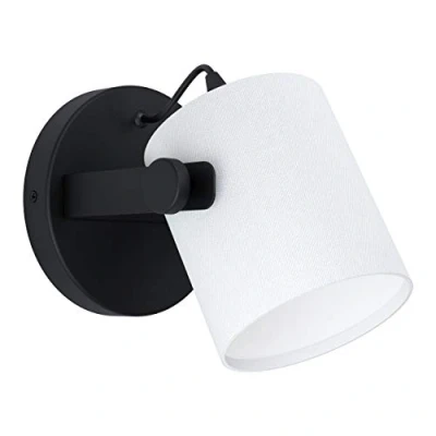Image of EGLO Hornwood wall light with wooden detail, white
