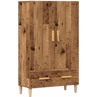 Image of vidaXL Highboard Old Wood 70x31x115 cm Engineered Wood, Industrial Style for Living Room/Bedroom, with Metal Feet