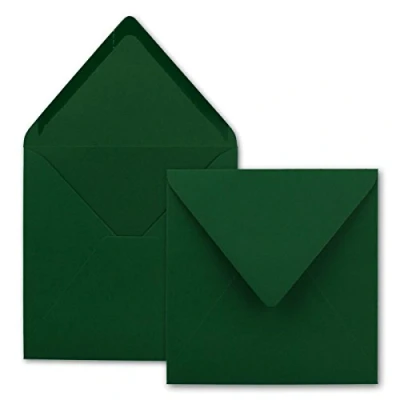 Image of Square Envelopes/Dark Green Very Strong 250 g/m², 158 x mm, Nassklebung, Top Flap//from The Colourful Neuser. 100 Umschläge Dark