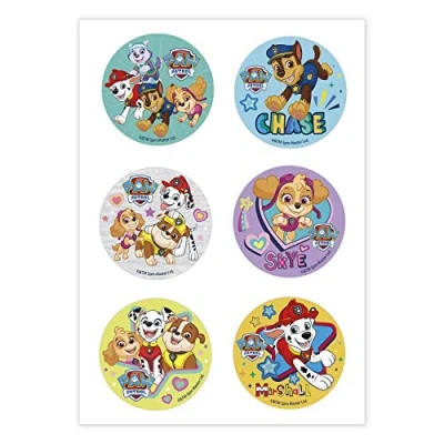 Image of dekora 6 Mini Paw Patrol Edible Discs for Cupcakes, Muffins or Cookies, Cake Toppers 5.8 cm