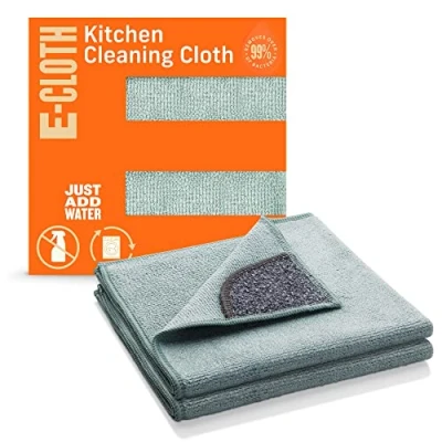 Image of E Cloth Kitchen Cleaning Cloth, Premium Microfibre with Scrubber, Ideal for Sinks and Dish Reusable, 100 Wash Promise, 2 Pack