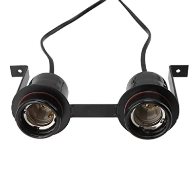 Image of Reptile Ceramic Heat Lamp Holder, Double Head High Temperature Resistant Light Stand for Lizard E27 Bulb