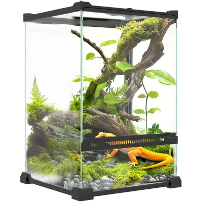 Image of PawHut Glass Reptile Terrarium, 12L Vivarium for Lizards, Frogs, Snakes, Turtles, Tortoises, with Ventilation, 20 x 30cm