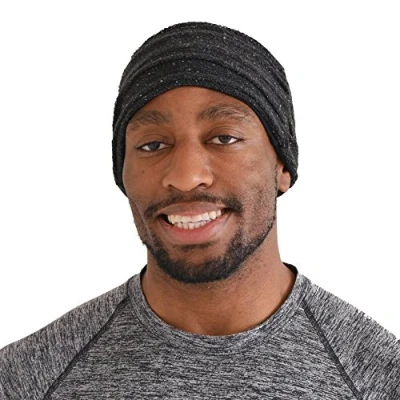 Image of CHARM Casualbox Knit Headband with Organic Cotton Turban Fashion Hair Band Mens Womens Made in Japan Black(Size: One Size)