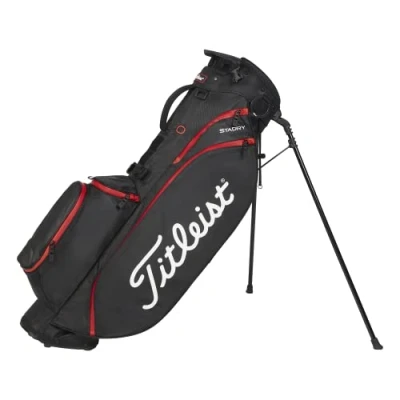 Image of Titleist Players 4 StaDry Golf Bag, Black/Black/Red