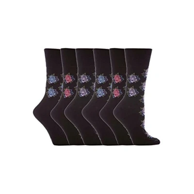 Image of Gentle Grip 6 Pairs of Cotton Rich Everyday Ladies Non Elastic Socks Soft Top (4 8 UK, GG32)