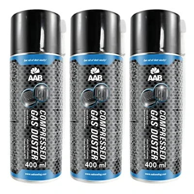 Image of 3 x AABCOOLING Compressed Gas Duster 400ml Computer Can for Cleaning Computer, Keyboard, and Other Office Equipment, Keyboard Cleaner, Air Blower, Spray, Prime, PC