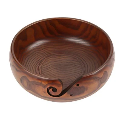 Image of Handmade Wooden Yarn Bowl for Knitting Crochet Home Decor(18 20CM)