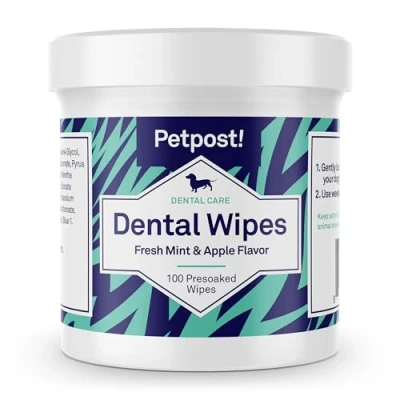 Image of Petpost Dental Wipes for Dogs Bad Breath and Tooth Buildup Gone Presoaked Pads in Natural Cleaning Solution 100 ct