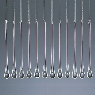 Image of Widdle Gifts Glass Christmas Tree Decoration (12 Clear Droplets 7627)