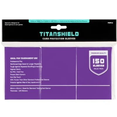 Image of TitanShield (150 Sleeves/Purple) Standard Size Board Game Trading Card Sleeves Deck Protector for Magic The Gathering MTG, Pokemon