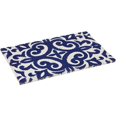 Image of Excelsa Maioliche Entrance Mat, Coconut Fibre, Blue, 40 x 60 cm