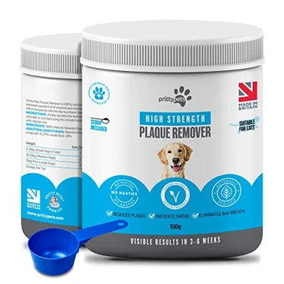 Image of Pritty Pets Dog Plaque Remover 150g Off Dogs &amp; Cats 100% Natural Tartar Treatment Simply Add to Food, No Need for Toothbrush or Toothpaste Eliminates Bad Breath (150g)