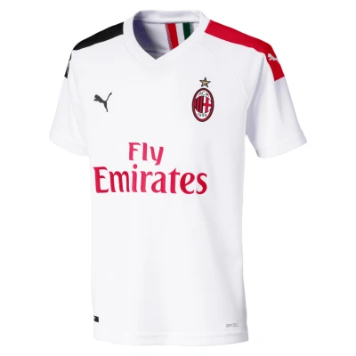Image of Puma ACM AWAY Shirt Replica SS KIDS WITH Sponsor Logo Jersey, White Tango Red, 128