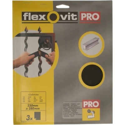 Image of Saint Gobain 63642526306 Flexovit Fine Emery Sheets (Pack of 3)